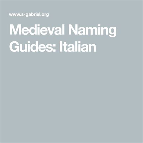 italian medieval names